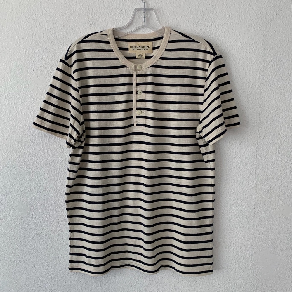 Denim & Supply flag collar detail striped henley